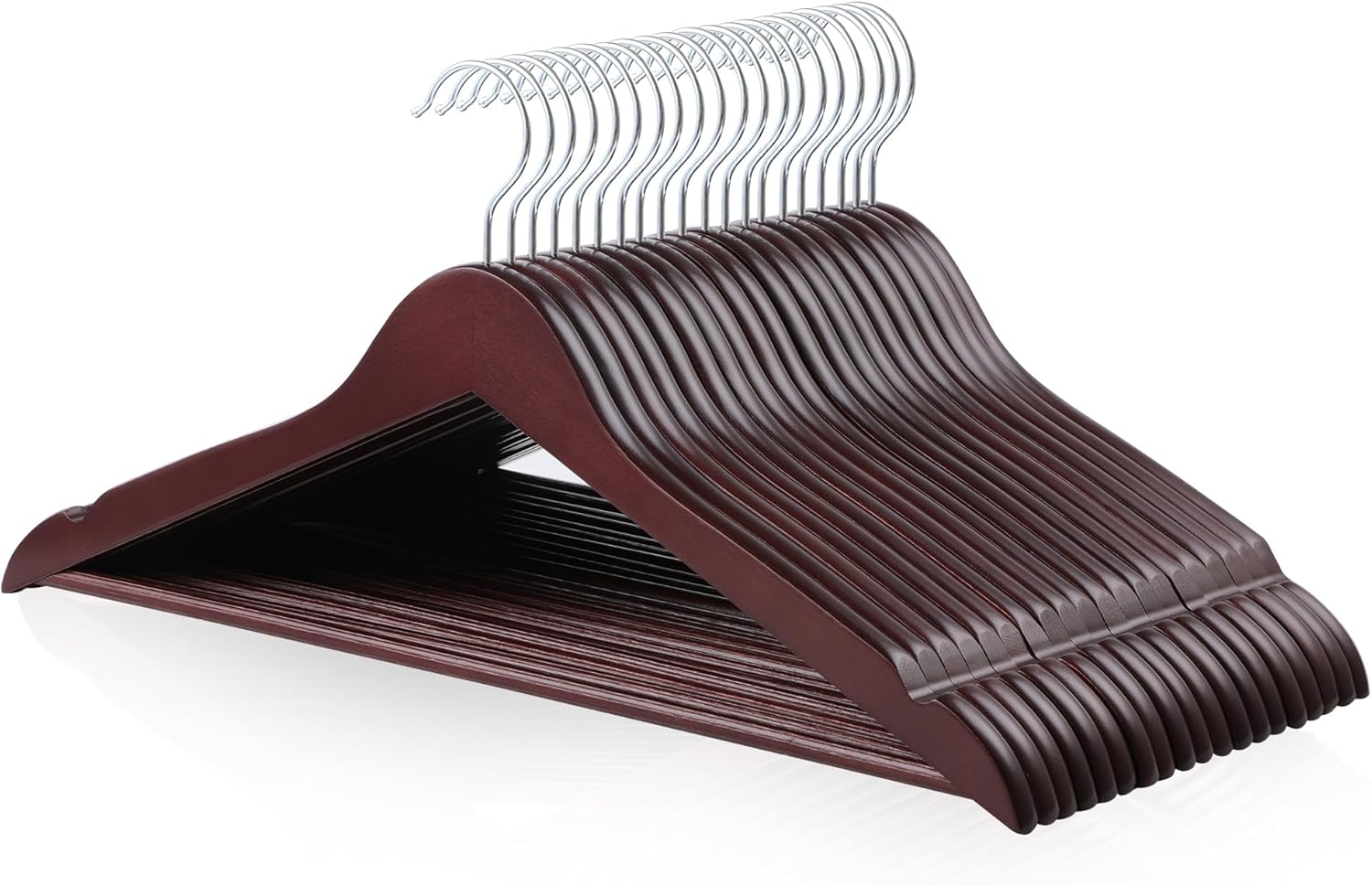 Basics Durable Wooden Suit Clothes Hangers, Closet Organizer, Cherry, 20-Pack