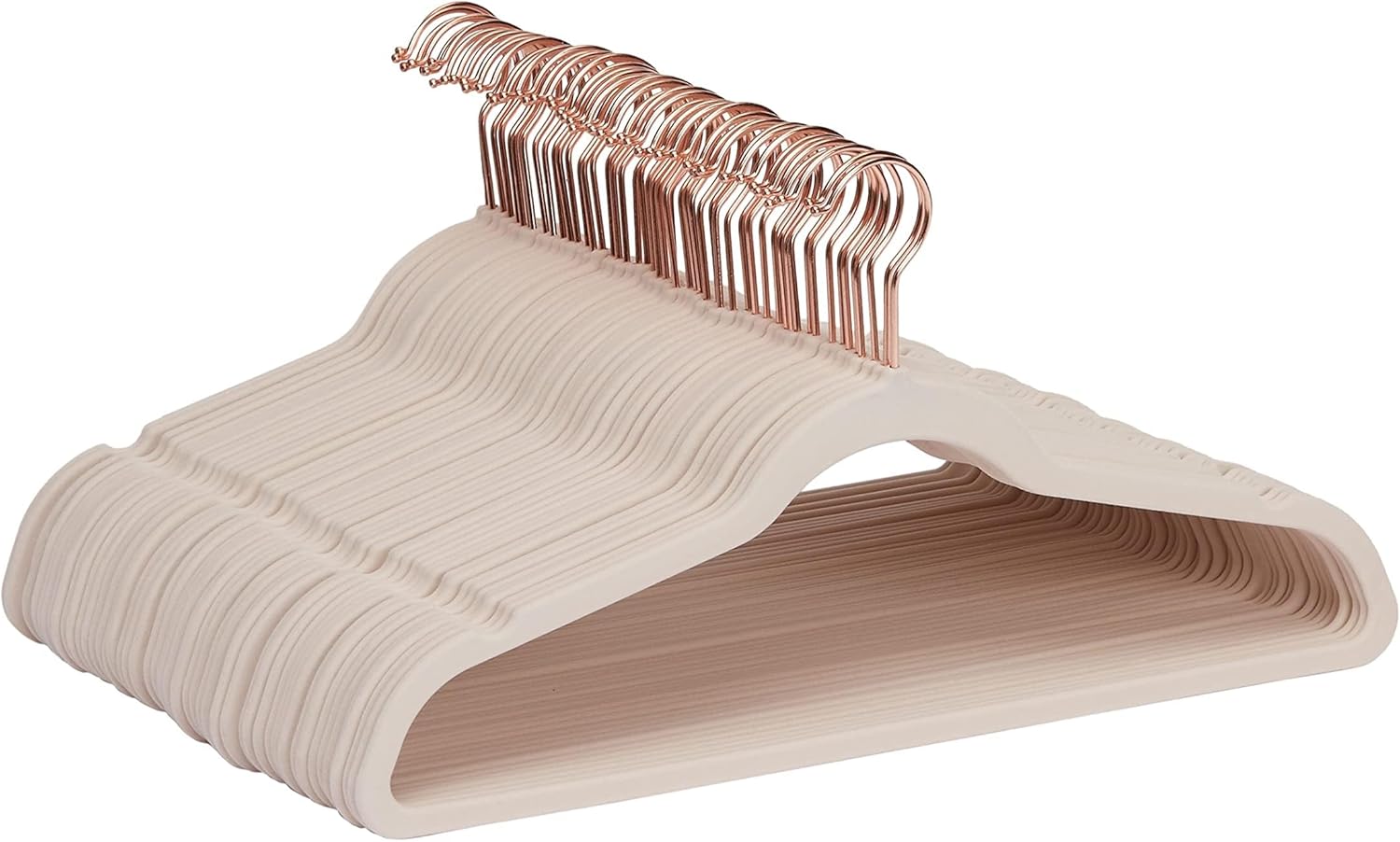 Basics Space Saving Slim Velvet Non-Slip Suit Clothes Hangers, Sturdy Construction, Closet Organizer, Pack of 50, Blush Pink/Rose Gold